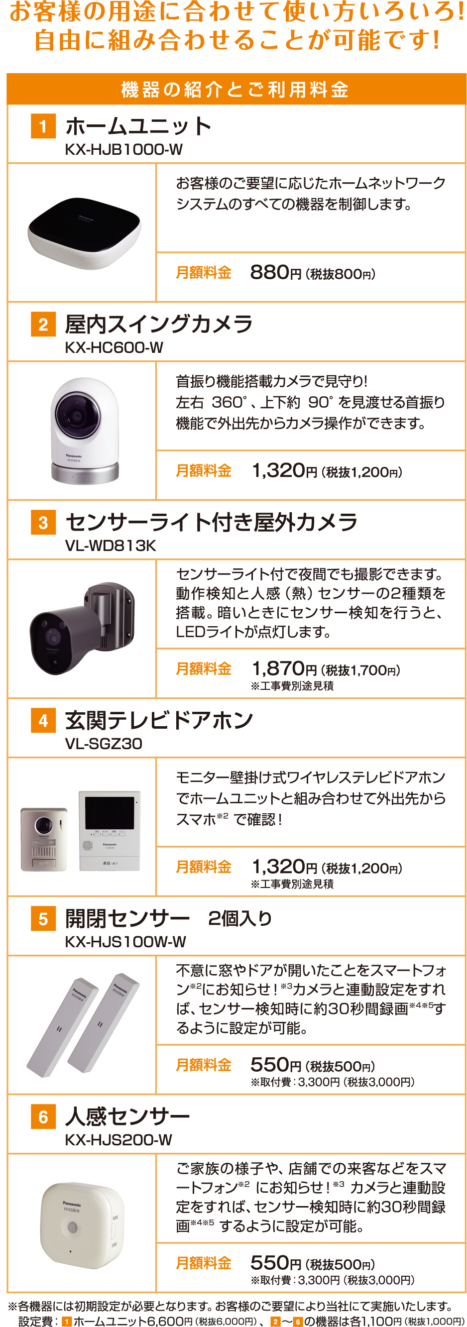 機器の紹介とご利用料金